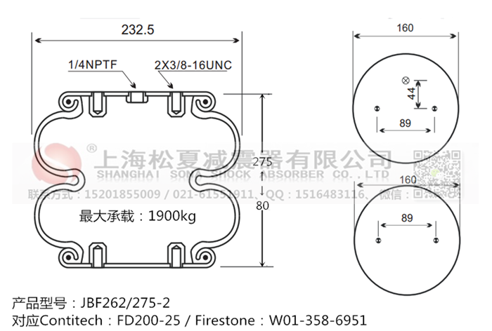 JBF262/275-2橡膠<a href='http://www.rsms457.com/' target='_blank'><u>空氣彈簧</u></a>